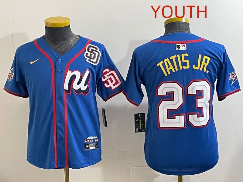 Youth 2025 San Diego Padres #23 Tatis jr Blue All star Nike MLB Jersey style 5->youth mlb jersey->Youth Jersey